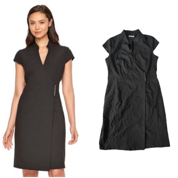 Calvin Klein Dresses & Skirts - NWOT Calvin Klein Knee Length Wrap Dress Womens 12 Gray Career Corpcore Classic